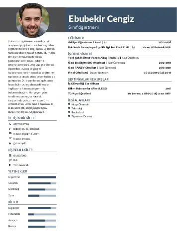 Sınıf Öğretmeni Cv Örnekleri cv indir
